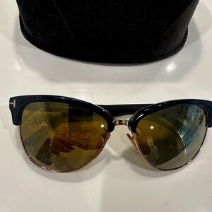 Tom Ford Sunglasses Fany Black/Gold Mirrored TF 368 with Case